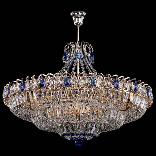 Люстра Двойное кольцо пластинка с подвесом Синяя в Самаре Гусь Хрустальный