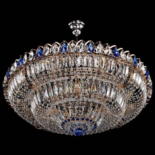 Люстра Двойное кольцо пластинка с подвесом Синяя в Самаре Гусь Хрустальный