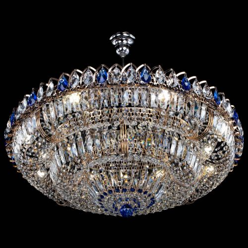 Люстра Двойное кольцо пластинка с подвесом Синяя в Самаре Гусь Хрустальный