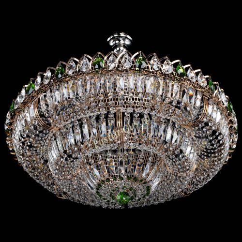 Люстра Двойное кольцо пластинка с подвесом Зеленая в Самаре Гусь Хрустальный