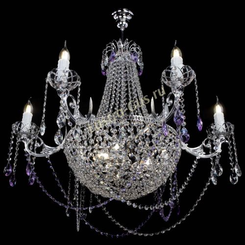 Люстра Елизавета малая №9 фиолетовая в Самаре Гусь Хрустальный