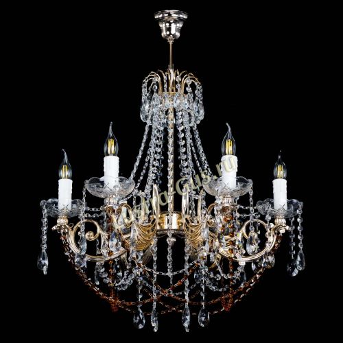 Люстра Елизавета малая Чайная (рожки - металл) в Самаре Гусь Хрустальный