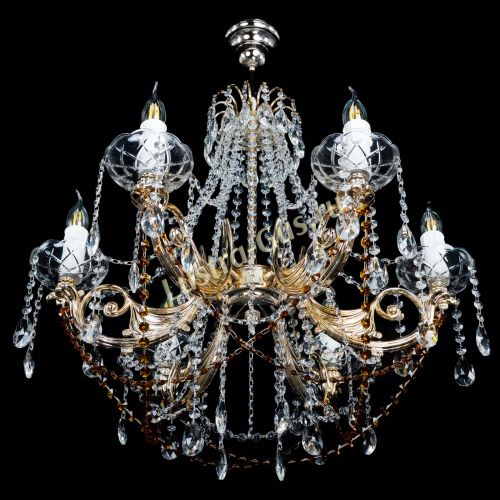 Люстра Елизавета малая Чайная (рожки - металл) в Самаре Гусь Хрустальный