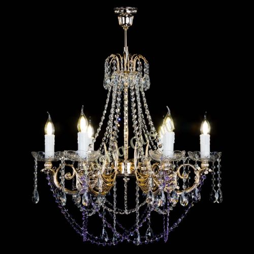 Люстра Елизавета малая Фиолетовая (рожки - металл) в Самаре Гусь Хрустальный