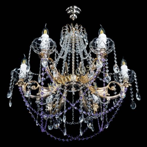 Люстра Елизавета малая Фиолетовая (рожки - металл) в Самаре Гусь Хрустальный