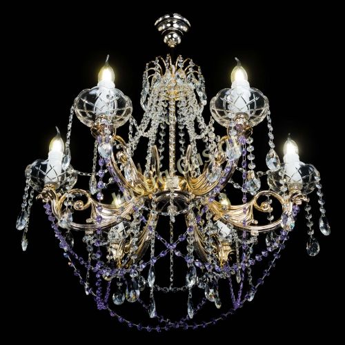 Люстра Елизавета малая Фиолетовая (рожки - металл) в Самаре Гусь Хрустальный