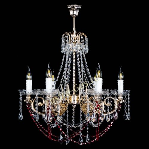 Люстра Елизавета малая Красная (рожки - металл) в Самаре Гусь Хрустальный