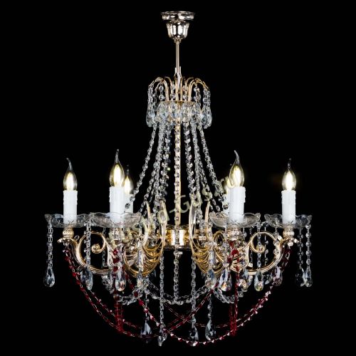 Люстра Елизавета малая Красная (рожки - металл) в Самаре Гусь Хрустальный