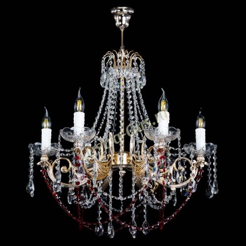 Люстра Елизавета малая Красная (рожки - металл) в Самаре Гусь Хрустальный