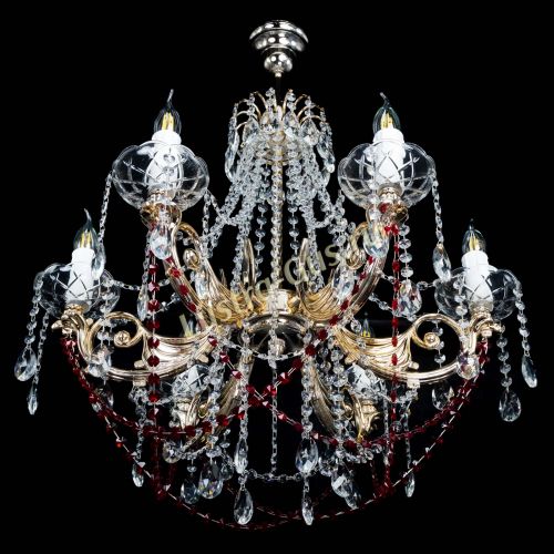 Люстра Елизавета малая Красная (рожки - металл) в Самаре Гусь Хрустальный