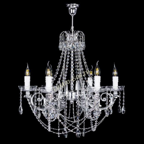 Люстра Елизавета малая в серебре (рожки - металл) в Самаре Гусь Хрустальный