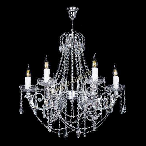 Люстра Елизавета малая в серебре (рожки - металл) в Самаре Гусь Хрустальный