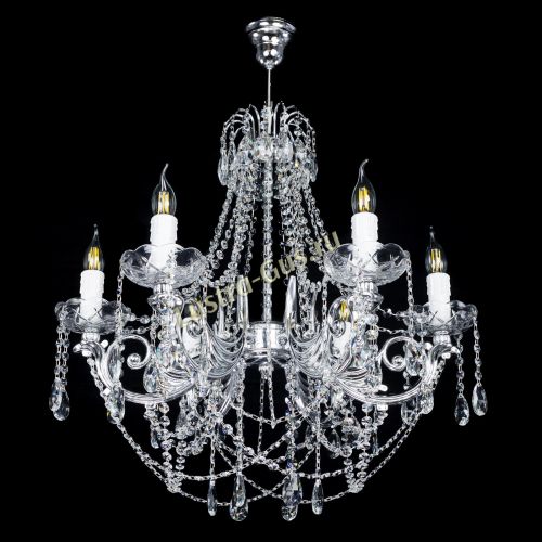 Люстра Елизавета малая в серебре (рожки - металл) в Самаре Гусь Хрустальный