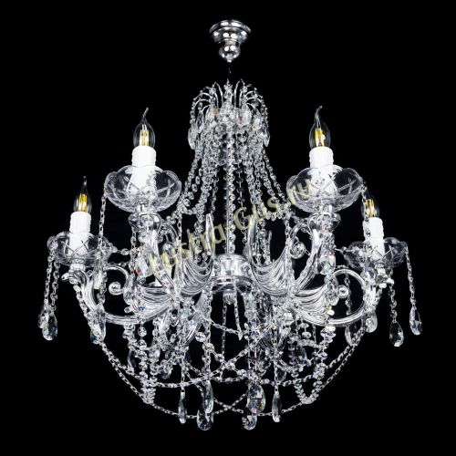 Люстра Елизавета малая в серебре (рожки - металл) в Самаре Гусь Хрустальный