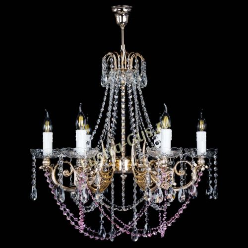 Люстра Елизавета малая Розовая (рожки - металл) в Самаре Гусь Хрустальный