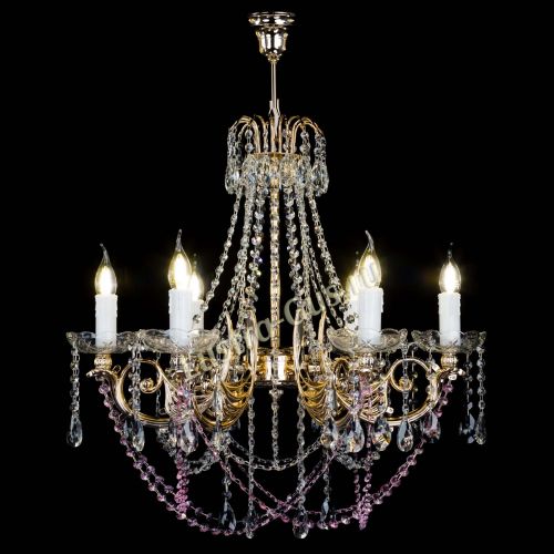 Люстра Елизавета малая Розовая (рожки - металл) в Самаре Гусь Хрустальный