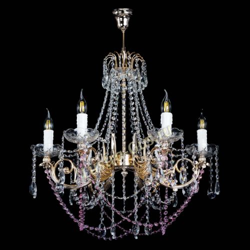 Люстра Елизавета малая Розовая (рожки - металл) в Самаре Гусь Хрустальный