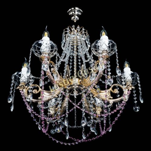 Люстра Елизавета малая Розовая (рожки - металл) в Самаре Гусь Хрустальный