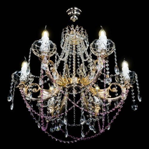 Люстра Елизавета малая Розовая (рожки - металл) в Самаре Гусь Хрустальный