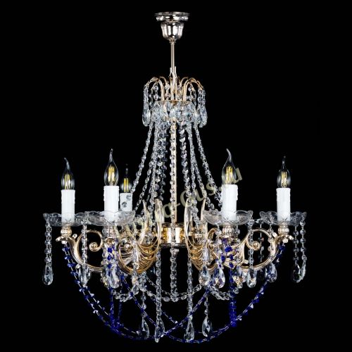 Люстра Елизавета малая Синяя (рожки - металл) в Самаре Гусь Хрустальный