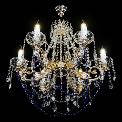 Люстра Елизавета малая Синяя (рожки - металл) в Самаре Гусь Хрустальный
