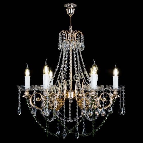 Люстра Елизавета малая Зеленая (рожки - металл) в Самаре Гусь Хрустальный