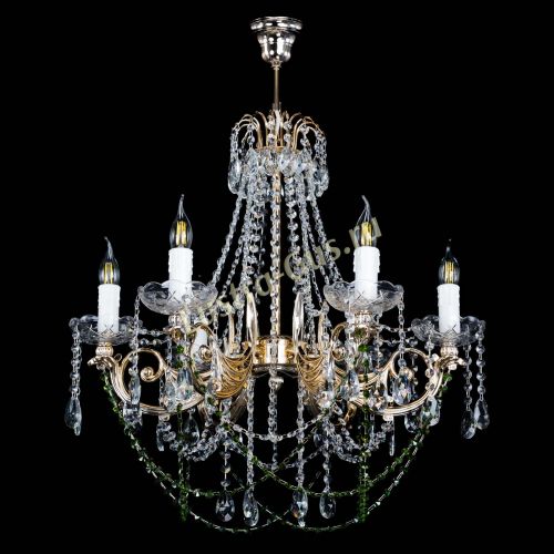 Люстра Елизавета малая Зеленая (рожки - металл) в Самаре Гусь Хрустальный