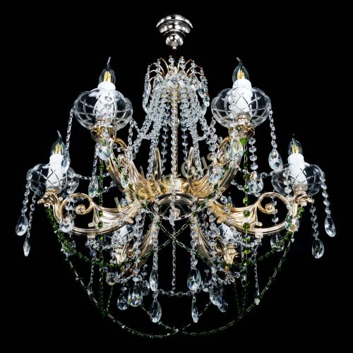 Люстра Елизавета малая Зеленая (рожки - металл) в Самаре Гусь Хрустальный