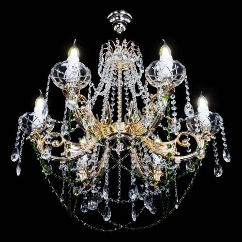 Люстра Елизавета малая Зеленая (рожки - металл) в Самаре Гусь Хрустальный