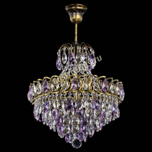 Люстра Грация с подвесом под бронзу Фиолетовая в Самаре Гусь Хрустальный