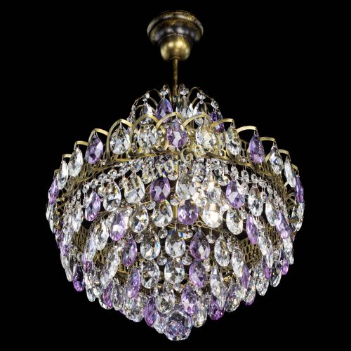Люстра Грация с подвесом под бронзу Фиолетовая в Самаре Гусь Хрустальный