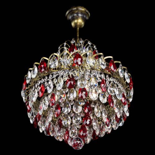 Люстра Грация с подвесом под бронзу Красная в Самаре Гусь Хрустальный