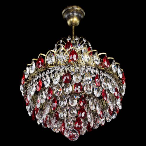 Люстра Грация с подвесом под бронзу Красная в Самаре Гусь Хрустальный