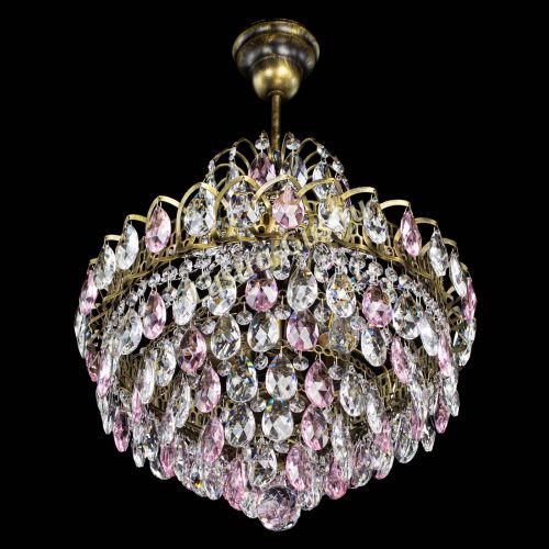 Люстра Грация с подвесом под бронзу Розовая в Самаре Гусь Хрустальный