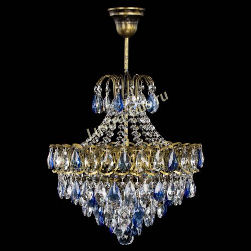 Люстра Грация с подвесом под бронзу Синяя в Самаре Гусь Хрустальный