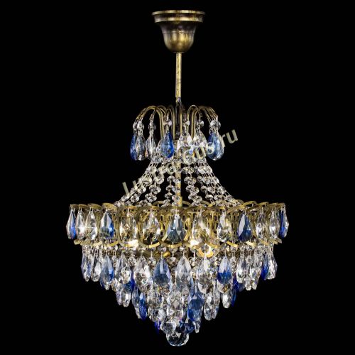 Люстра Грация с подвесом под бронзу Синяя в Самаре Гусь Хрустальный