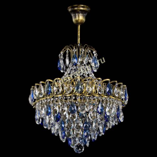 Люстра Грация с подвесом под бронзу Синяя в Самаре Гусь Хрустальный