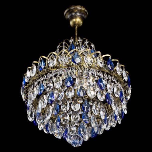 Люстра Грация с подвесом под бронзу Синяя в Самаре Гусь Хрустальный