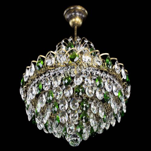 Люстра Грация с подвесом под бронзу Зеленая в Самаре Гусь Хрустальный