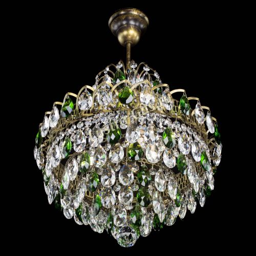 Люстра Грация с подвесом под бронзу Зеленая в Самаре Гусь Хрустальный