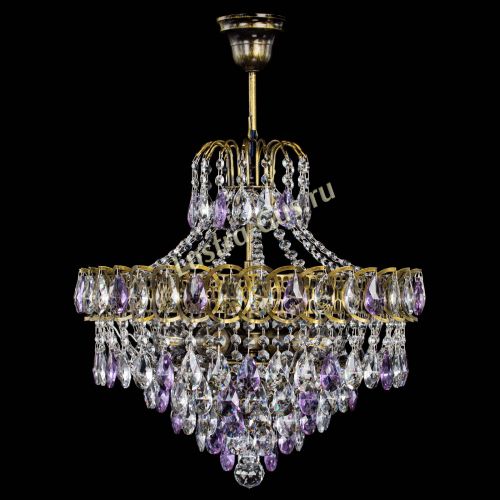 Люстра Грация №5 с подвесом под бронзу Фиолетовая в Самаре Гусь Хрустальный