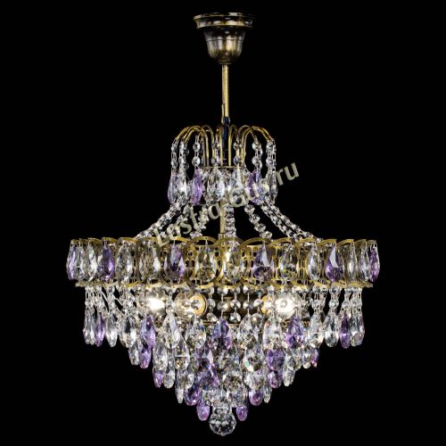 Люстра Грация №5 с подвесом под бронзу Фиолетовая в Самаре Гусь Хрустальный