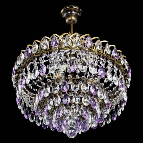 Люстра Грация №5 с подвесом под бронзу Фиолетовая в Самаре Гусь Хрустальный