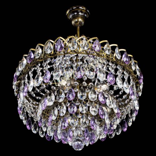 Люстра Грация №5 с подвесом под бронзу Фиолетовая в Самаре Гусь Хрустальный
