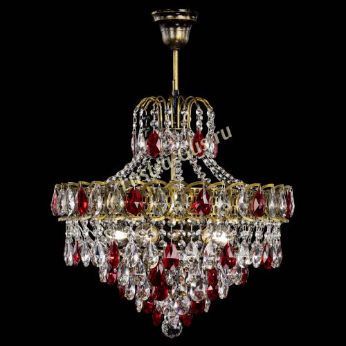Люстра Грация №5 с подвесом под бронзу Красная в Самаре Гусь Хрустальный