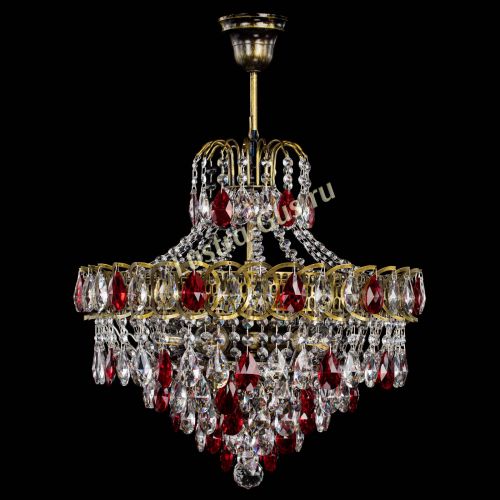 Люстра Грация №5 с подвесом под бронзу Красная в Самаре Гусь Хрустальный