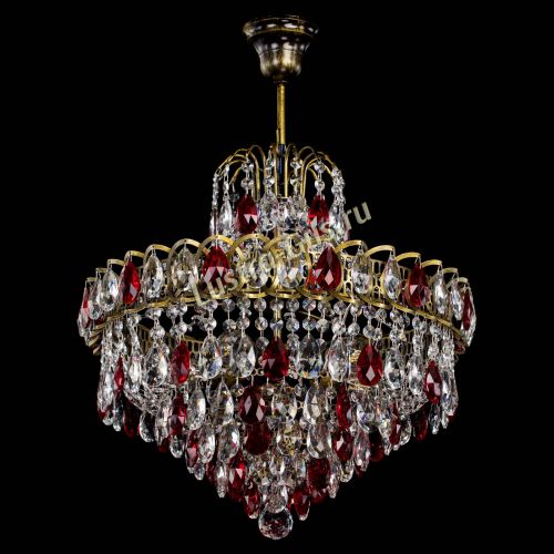 Люстра Грация №5 с подвесом под бронзу Красная в Самаре Гусь Хрустальный