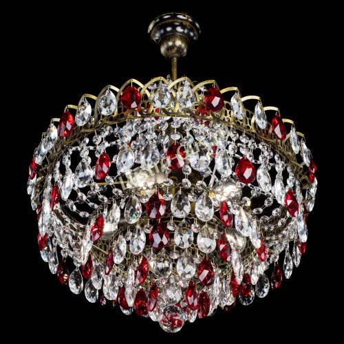 Люстра Грация №5 с подвесом под бронзу Красная в Самаре Гусь Хрустальный