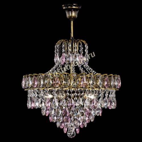 Люстра Грация №5 с подвесом под бронзу Розовая в Самаре Гусь Хрустальный