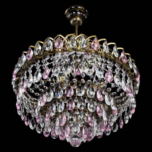 Люстра Грация №5 с подвесом под бронзу Розовая в Самаре Гусь Хрустальный